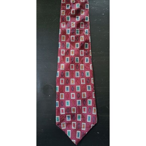 Vintage Givenchy Maroon Geometric Designer Tie - Picture 1 of 5